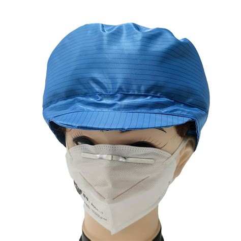 Conductive Hat Esd Anti Static Polyester Stripe Cap China Esd Cap And