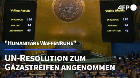 UN Vollversammlung nimmt Resolution zu humanitärer Waffenruhe im