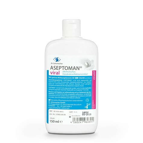 Aseptoman Viral Händedesinfektion 150 ml Flasche Haut und