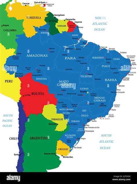 Mapa De Brasil Con Regiones Un Mapa Vectorial De Brasil Con Regiones