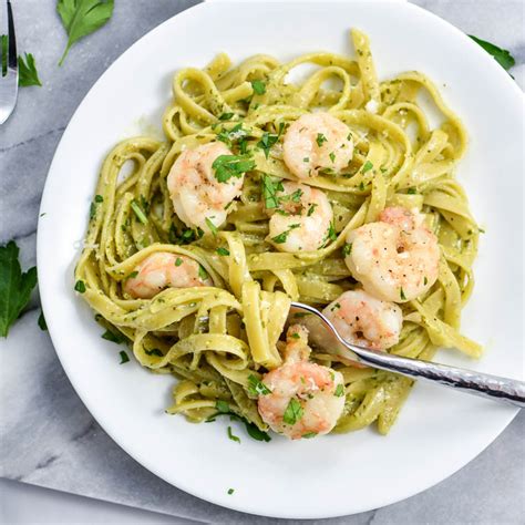 Creamy Pesto Pasta With Garlic Butter Shrimpcooking And Beer