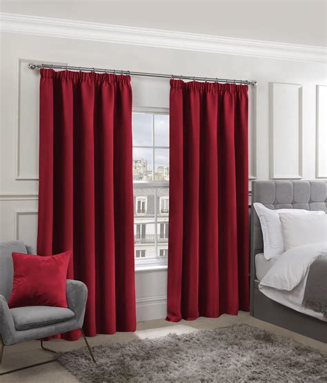 Emma Barclay Cali Pencil Pleat Woven Thermal Blackout Pencil Pleat Curtains In Red Width 46