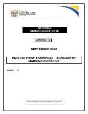 ENGFAL P2 GR12 MEMO SEPT 2022 Pdf NATIONAL SENIOR CERTIFICATE GRADE