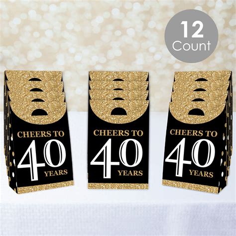 Big Dot Of Happiness Adult 40th Birthday Gold Birthday T Favor Bags Party Goodie Boxes