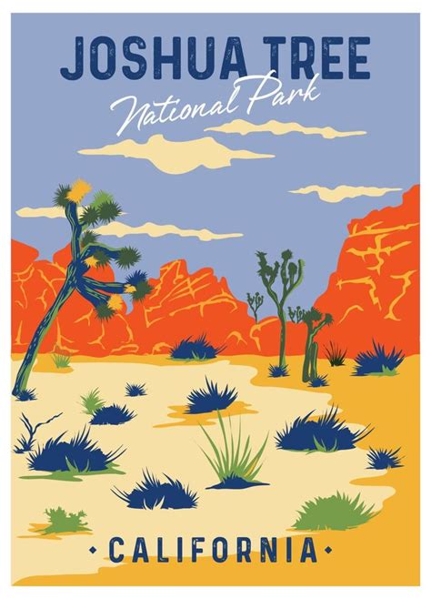 Joshua Tree vector illustration in Vintage Vacation poster design style ...