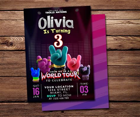 Trolls World Tour Birthday Invitation Etsy Australia