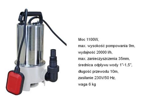 NAC POMPA DO WODY BRUDNEJ 1100W 20000 L H INOX SPE110HI N SPE110HI N