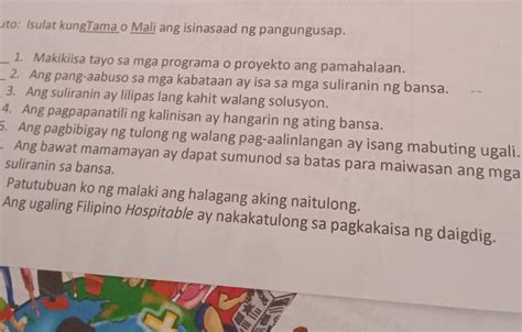 Isulat Kung Tama O Mali Ang Isinasaad Ng Pangungusap Brainly Ph