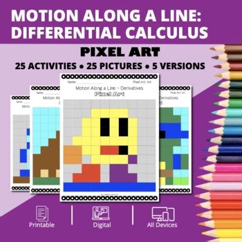 Arcade Derivatives Motion Along A Line Pixel Art Activity By Qwizy