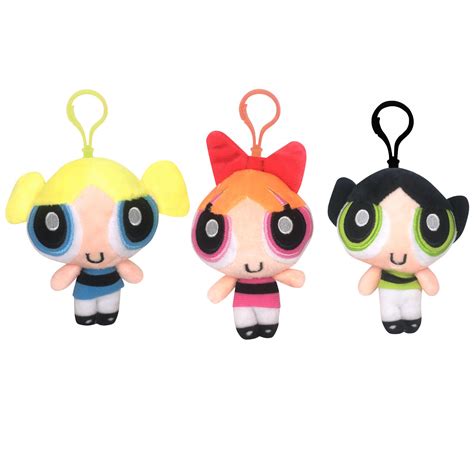 Set of 3 Plush Powerpuff Girls Bubbles Blossom Buttercup Cute Keychains ...