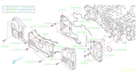 2009 Subaru Forester Engine Timing Cover Right 13573AA140 Genuine