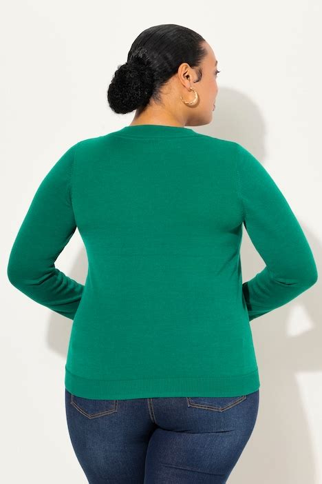 Pull Col En V Et Manches Longues Maille Fine Et Confortable Vert