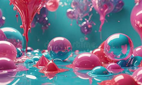 A Blue Background With Pink And Purple Balls On It Stock Illustration