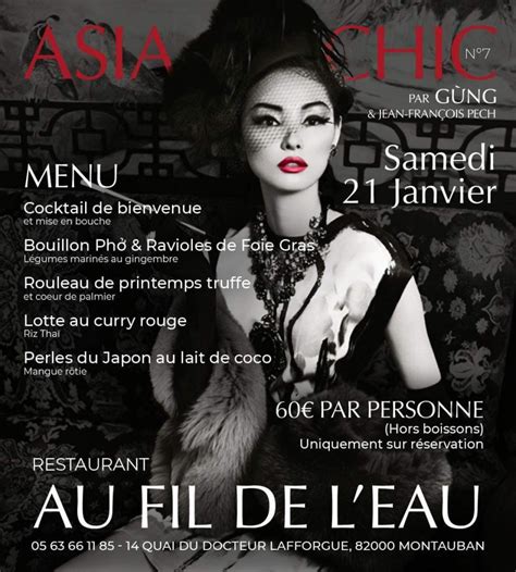 Menu Sp Cial Asia Chic Restaurant Au Fil De L Eau Montauban