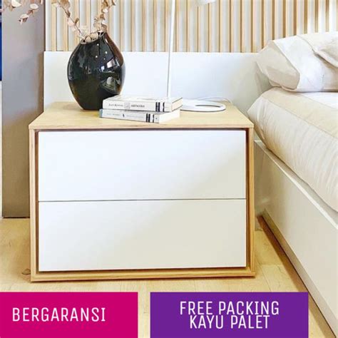 Jual Meja Nakas Samping Tempat Tidur Bedside Table Free Packing Palet