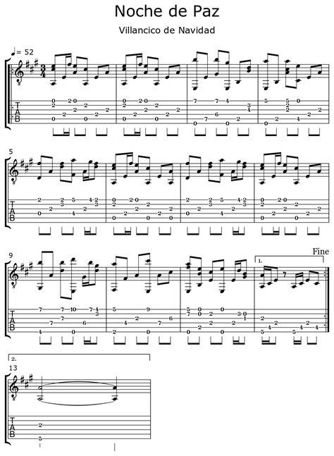 Noche De Paz Sheet Music For Classical Guitar