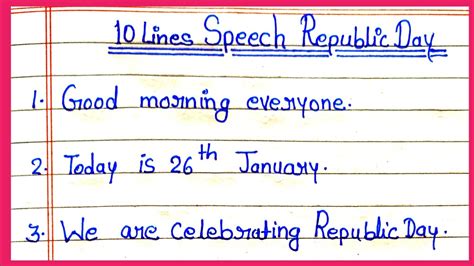 10 Lines Speech On Republic Day 26 January Par Bhashan In English