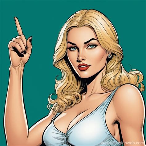 Blonde Woman Pointing At Screen Stable Diffusion Online