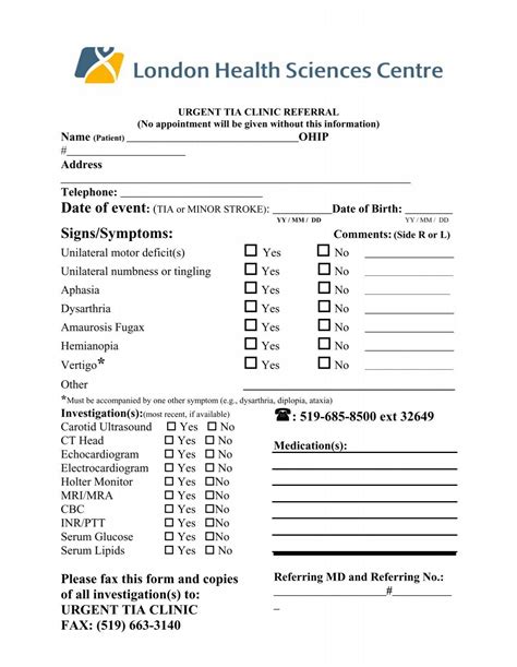 Tia Clinic Referral Form Pdf