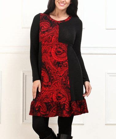 Reborn Collection Black Red Paisley Patchwork Ruffle Dress Plus