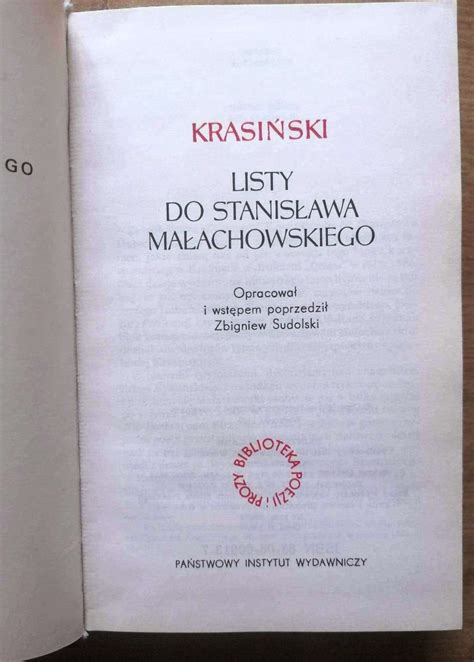 Krasiński Listy do Stanisława Małachowskiego BDB Bydgoszcz Kup