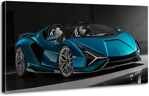 Lamborghini Car Wall Art Poster Blue Sports Car Wall Decor