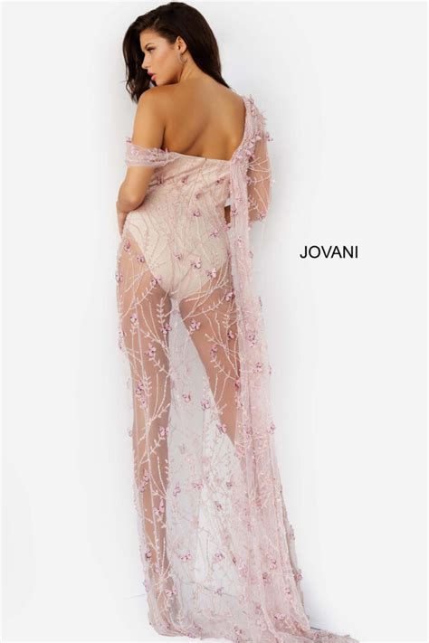 Jovani 06513 Nude Pink Embellished Illusion Sexy Prom Dress Jovani