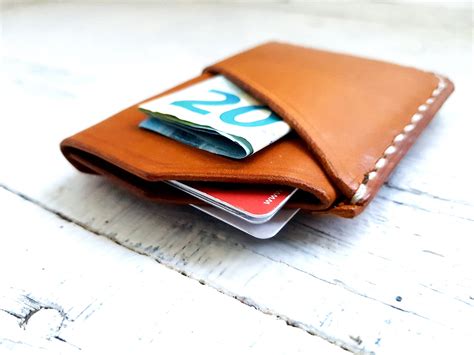 Slim Leather Card Wallet Minimalist Wrap Wallet Minimalist Etsy Uk