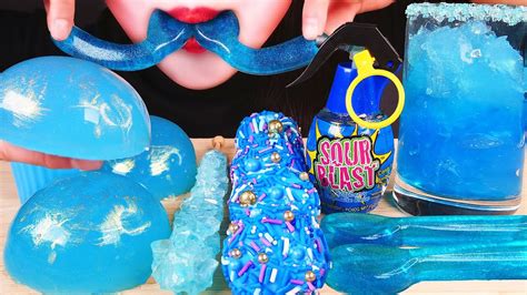 Asmr Blue Food Edible Jelly Spoons Planet Earth Gummies Rock Candy