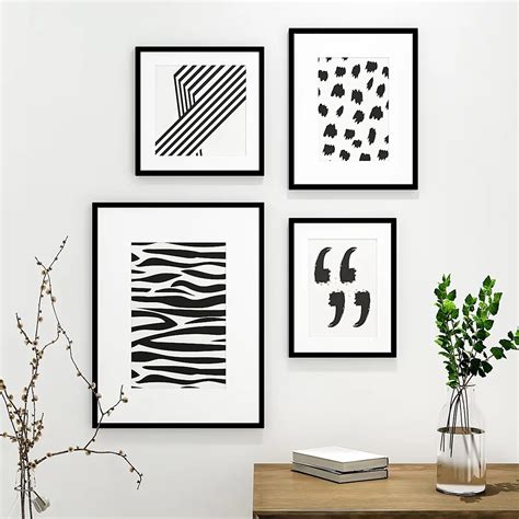 Monochromatic Modern Framed Wall Art Set of 4 - WallMantra