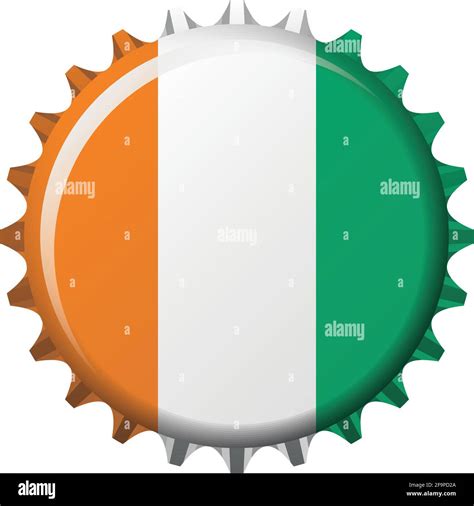 National Flag Of Ivory Coast On A Bottle Cap Vector Illustration Stock