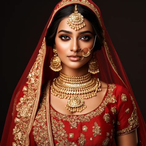 Premium Photo Woman Of Indian Ethnicity Wearing Traditional Red