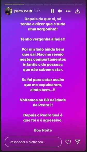 Pedro Soá reage ao momento de tensão no Big Brother Se foi para