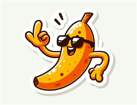 Premium Vector | Funny banana emoji showing hand sticker design