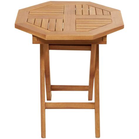 Litton Lane 20 In Brown Octagon Teak Wood Slatted Outdoor Accent Table