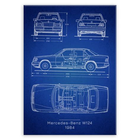 Plakat Metalowy Mercedes Benz W Projekt Blueprint L Murrano