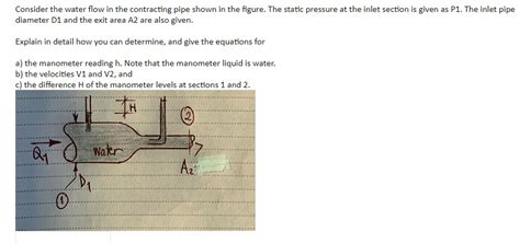 Solved Consider The Water Flow In The Contracting Pipe Shown In The