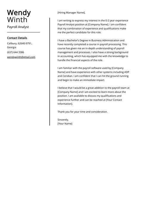 Payroll Analyst Cover Letter Examples Template Tips