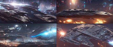 A Cyberpunk Millennium Falcon Highly Detailed 8k Stable Diffusion