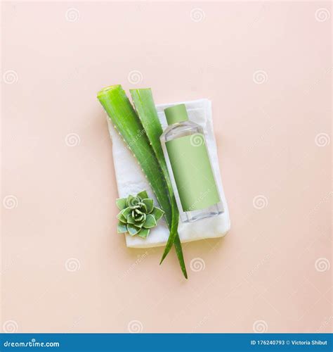 Aloe Vera Natural Cosmetic Product Bottle With Gel Toner Or Lotion