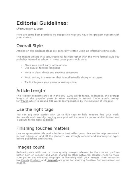 Editorial Guidelines Overall Style Pdf Copyright Justice