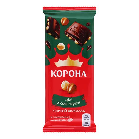 Шоколад черный Целые лесные орехи Корона м/у 90г Корона(7622210873224 ...