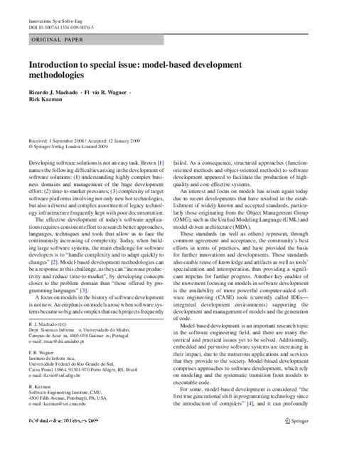 Pdf Introduction To Special Issue Model Based Development Methodologies