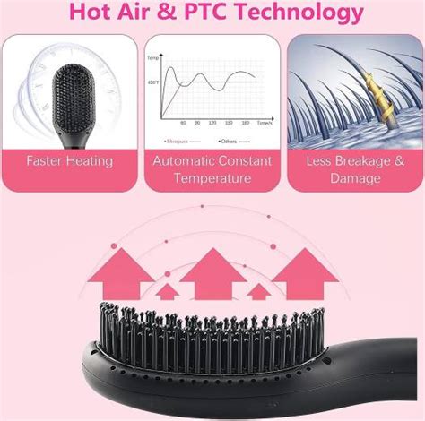 REBUNE Hot Air Styler Hair Straightener Brush Negative Ion Heated For Smooth Frizz Free Hair