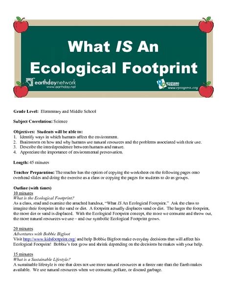 What Is An Ecological Footprint Lesson Plan For 4th 8th Grade Lesson Planet