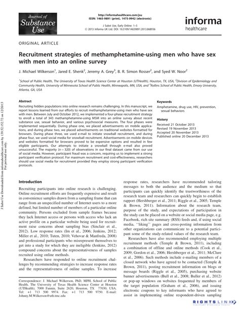 PDF Recruitment Strategies Of Methamphetamine Using Men Who Have Sex With Men Into An Online