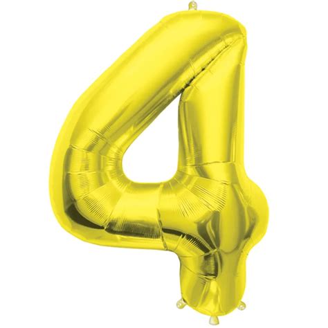 34" Number 4 - Gold Foil Balloon - party-starts.com