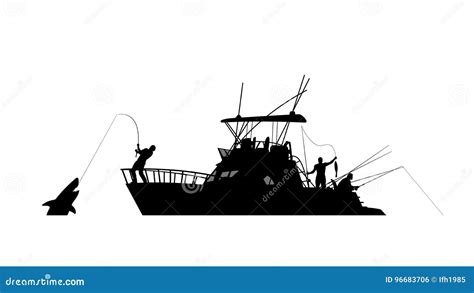 Boat fishing silhouette stock vector. Illustration of fishing - 96683706