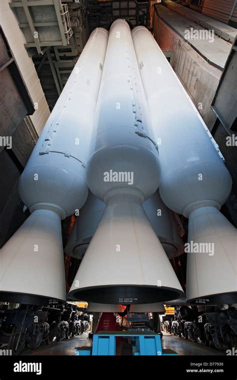 Close Up 67 Foot Solid Rocket Boosters On Atlas V Rocket Stock Photo