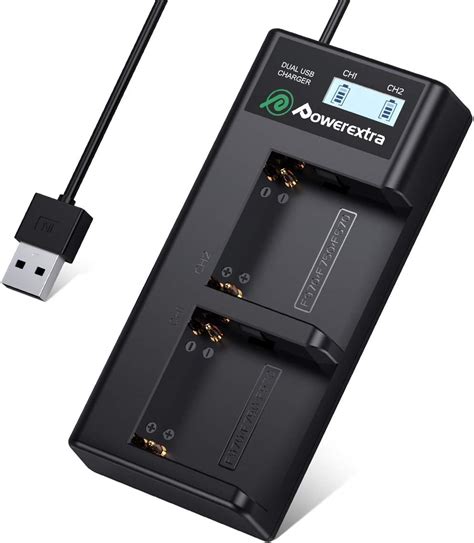 Amazon Powerextra Dual Battery Charger With USB LCD Display For